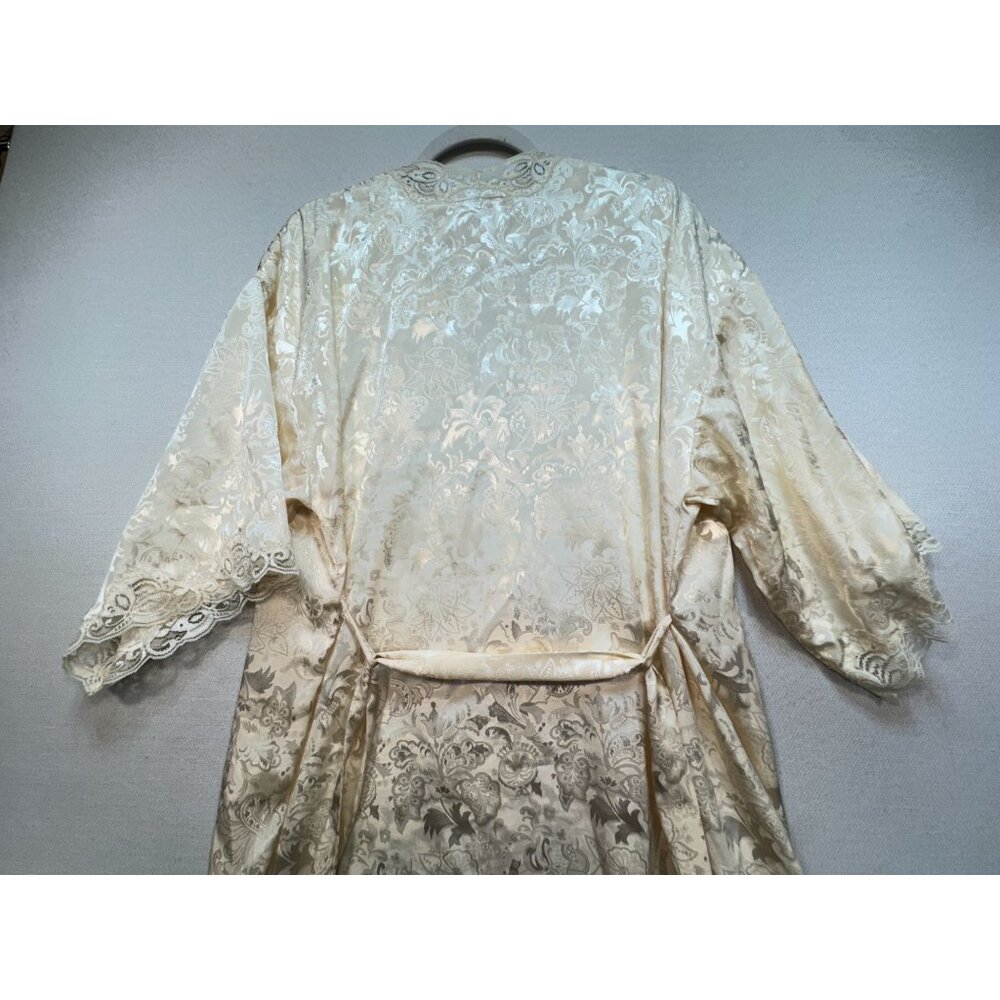 Vintage 1980s Victoria's Secret Satin Kimono Robe One Size Ivory Lace Intimates - Picture 14 of 15